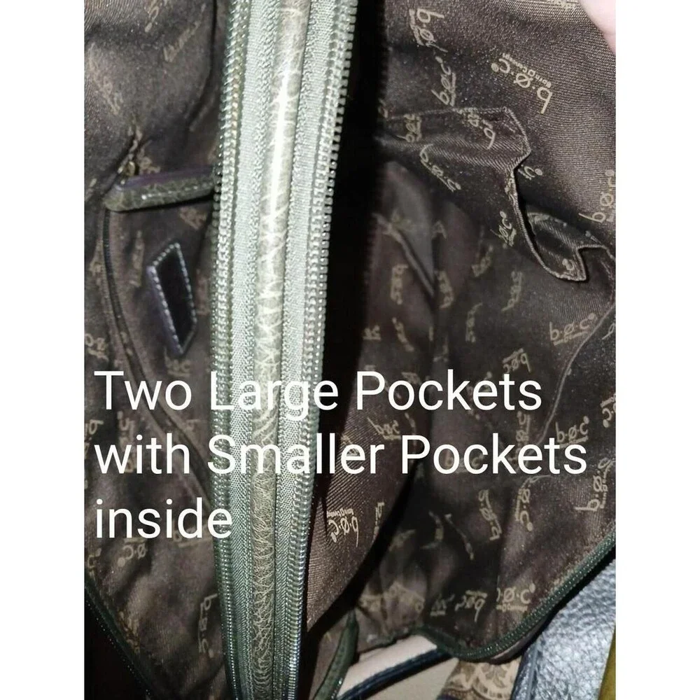Olive Green Faux Leather Handbag with Front Pocket and Adjustable Straps